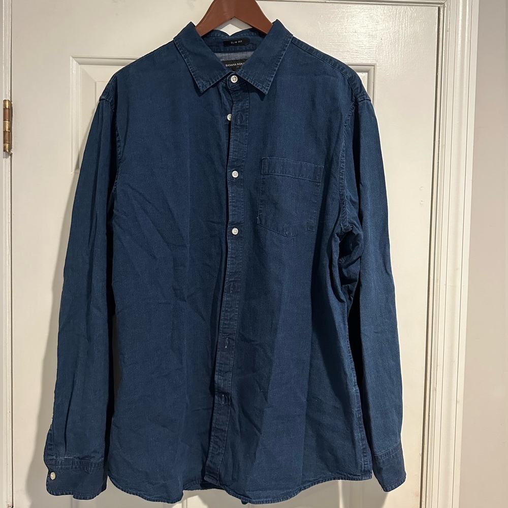 NWOT Banana Republic Dark Indigo Denim Shirt - XL - Slim Fit